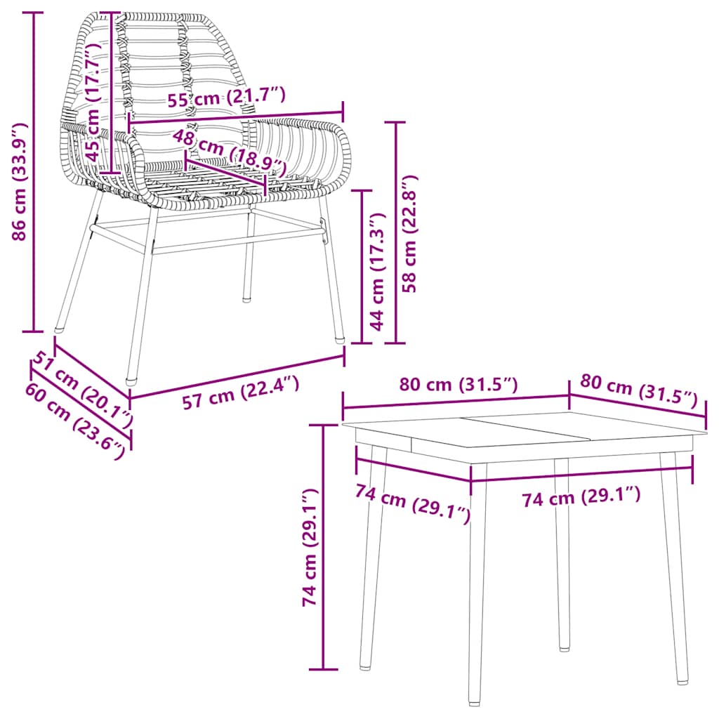 5-delige Tuinset poly rattan glas bruin is nu te koop bij PeponiXL, paradijselijk wonen!