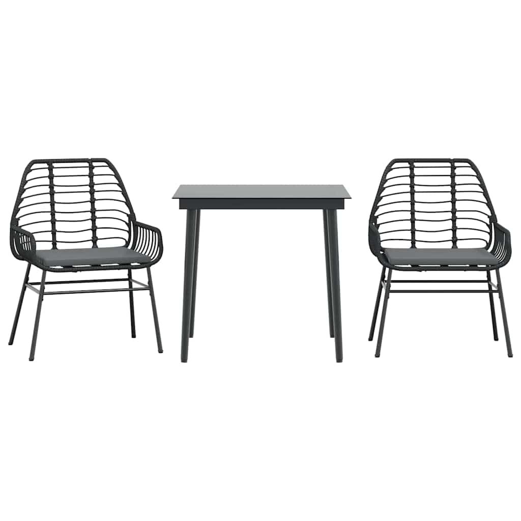 3-delige Tuinset met kussens poly rattan glas zwart is nu te koop bij PeponiXL, paradijselijk wonen!