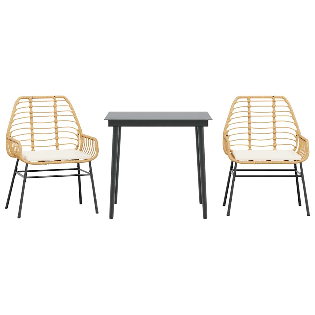 3-delige Tuinset met kussens poly rattan glas bruin is nu te koop bij PeponiXL, paradijselijk wonen!