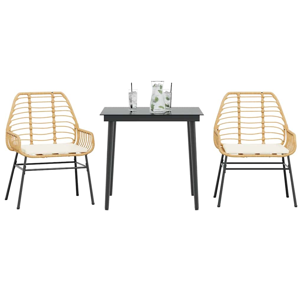 3-delige Tuinset met kussens poly rattan glas bruin is nu te koop bij PeponiXL, paradijselijk wonen!