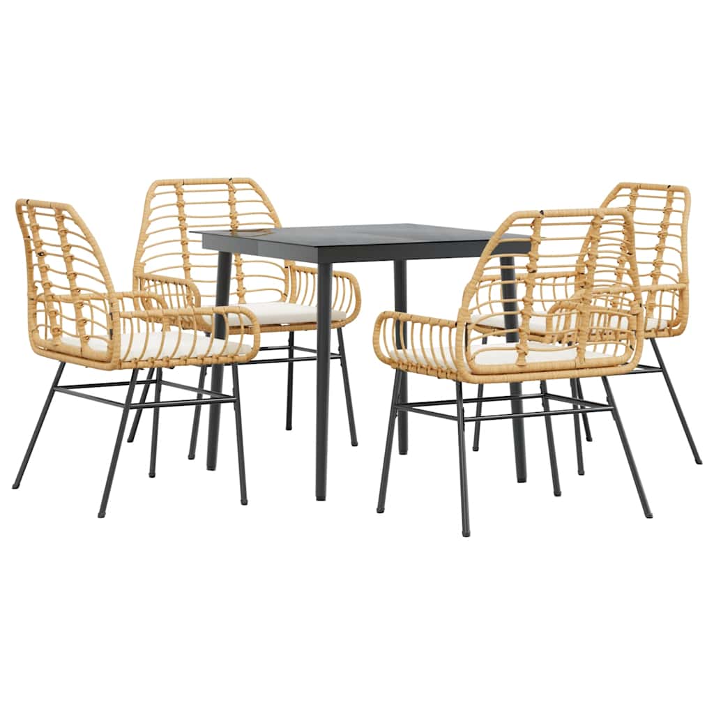 5-delige Tuinset met kussens poly rattan glas bruin is nu te koop bij PeponiXL, paradijselijk wonen!
