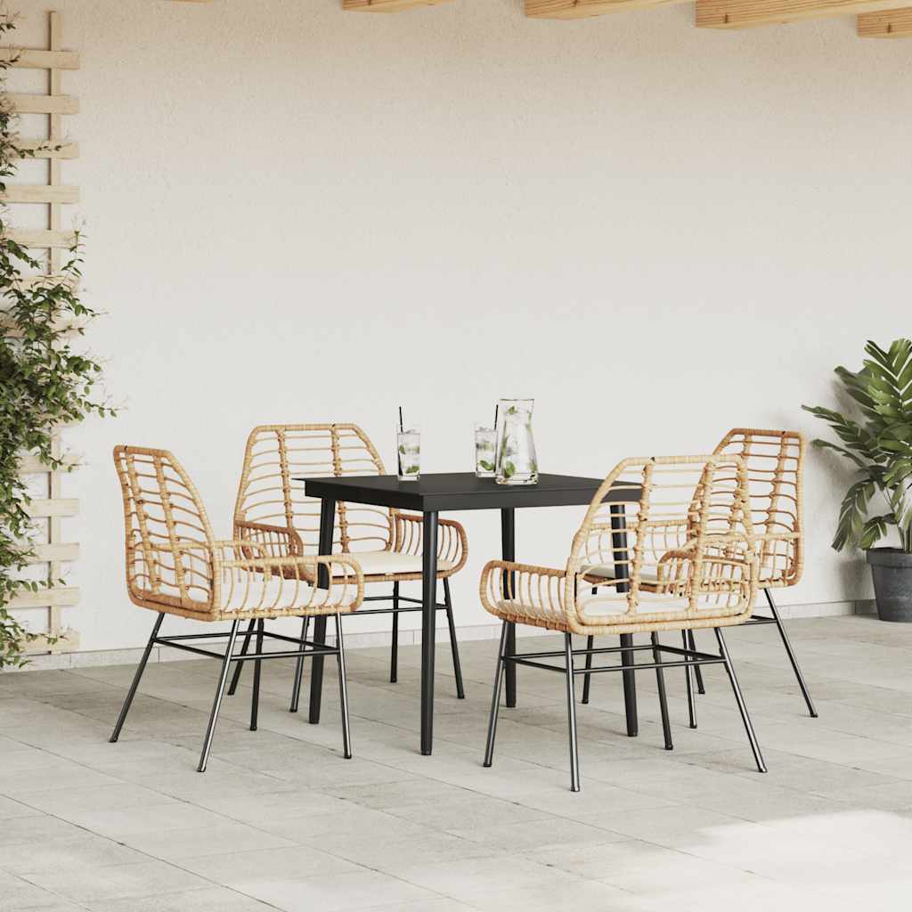 5-delige Tuinset met kussens poly rattan glas bruin is nu te koop bij PeponiXL, paradijselijk wonen!