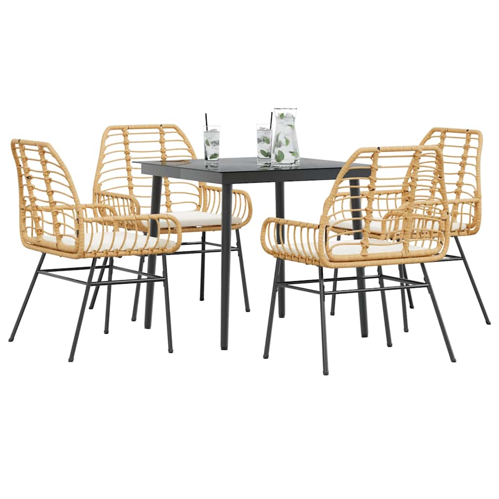 5-delige Tuinset met kussens poly rattan glas bruin is nu te koop bij PeponiXL, paradijselijk wonen!