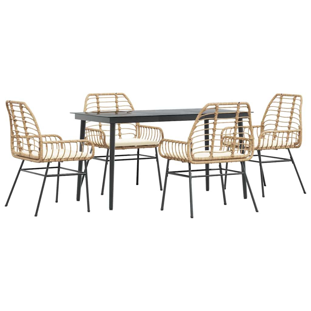 5-delige Tuinset met kussens poly rattan glas bruin is nu te koop bij PeponiXL, paradijselijk wonen!