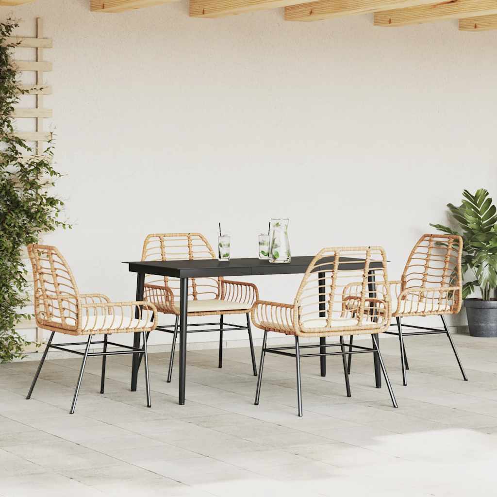 5-delige Tuinset met kussens poly rattan glas bruin is nu te koop bij PeponiXL, paradijselijk wonen!