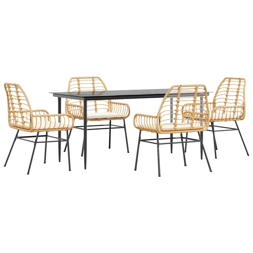 5-delige Tuinset met kussens poly rattan glas bruin is nu te koop bij PeponiXL, paradijselijk wonen!