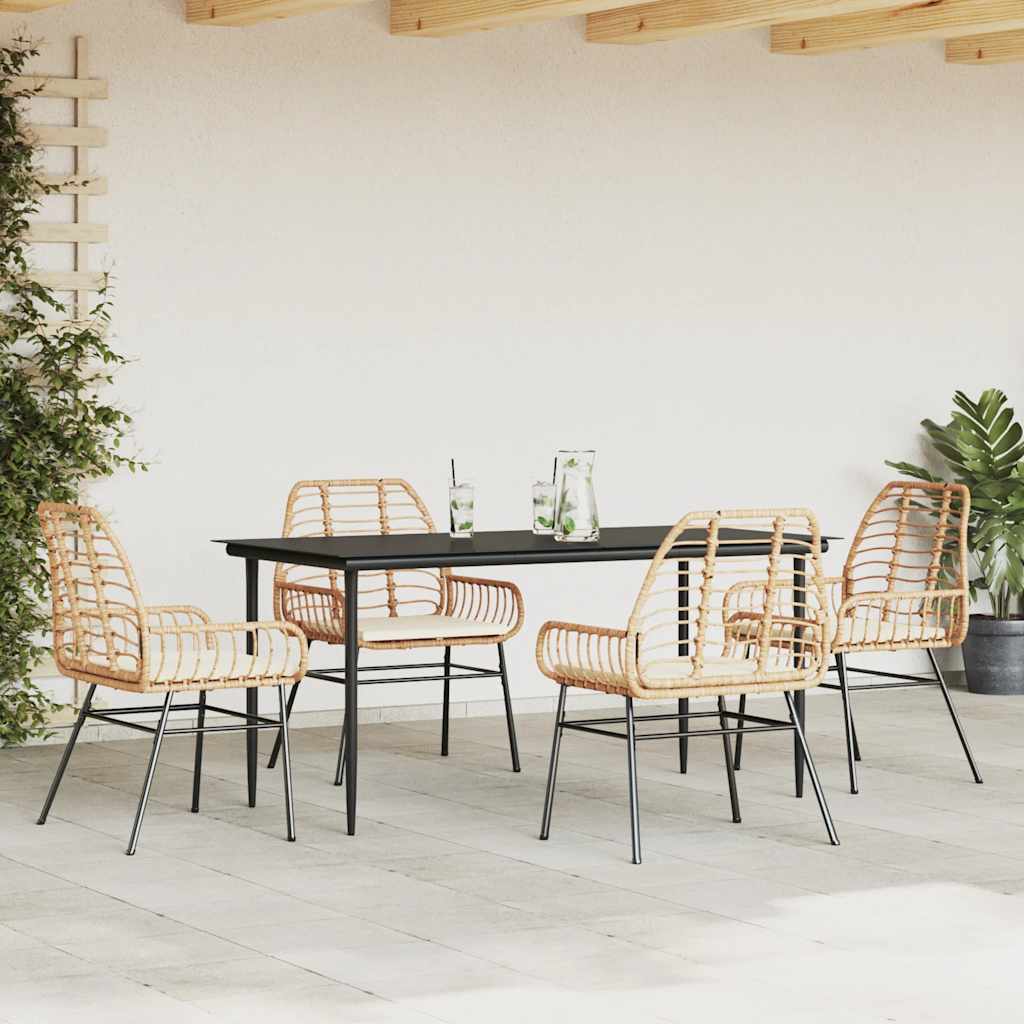 5-delige Tuinset met kussens poly rattan glas bruin is nu te koop bij PeponiXL, paradijselijk wonen!
