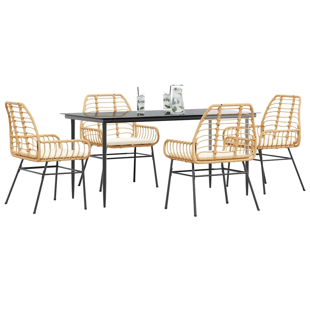 5-delige Tuinset met kussens poly rattan glas bruin is nu te koop bij PeponiXL, paradijselijk wonen!
