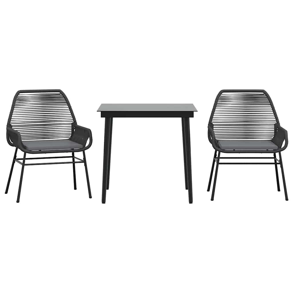 3-delige Tuinset met kussens poly rattan glas zwart is nu te koop bij PeponiXL, paradijselijk wonen!
