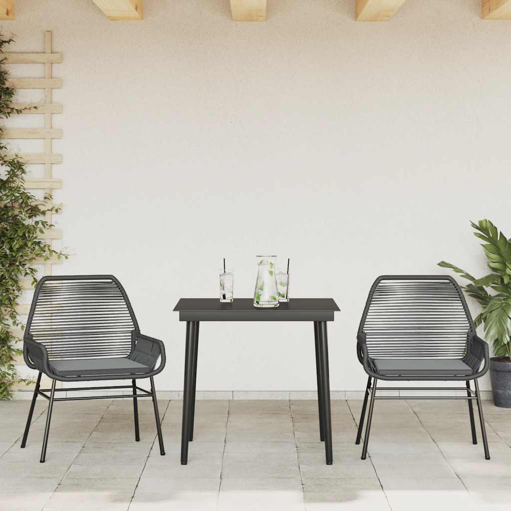 3-delige Tuinset met kussens poly rattan glas zwart is nu te koop bij PeponiXL, paradijselijk wonen!
