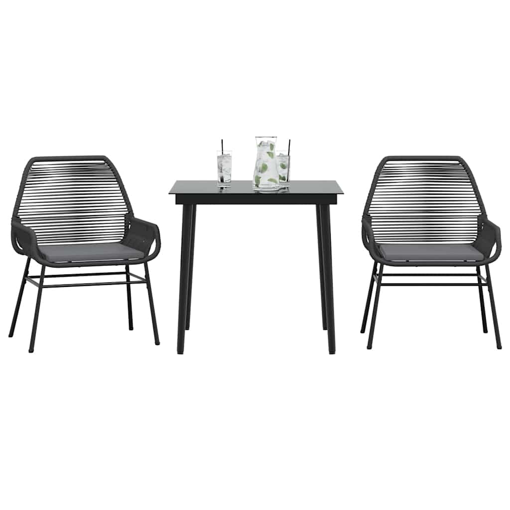 3-delige Tuinset met kussens poly rattan glas zwart is nu te koop bij PeponiXL, paradijselijk wonen!