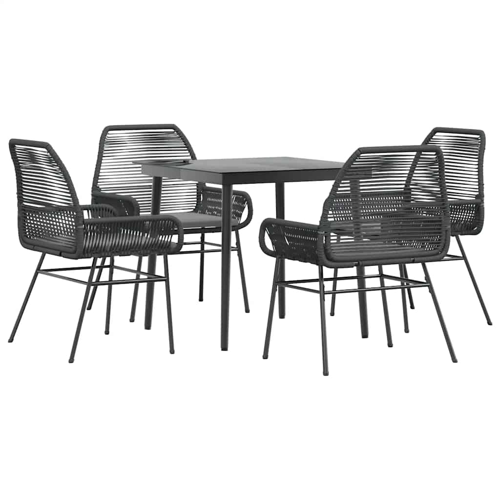 5-delige Tuinset met kussens poly rattan glas zwart is nu te koop bij PeponiXL, paradijselijk wonen!