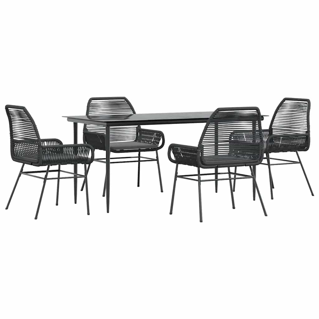 5-delige Tuinset met kussens poly rattan glas zwart is nu te koop bij PeponiXL, paradijselijk wonen!