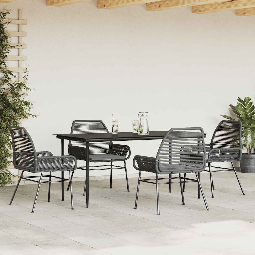 5-delige Tuinset met kussens poly rattan glas zwart is nu te koop bij PeponiXL, paradijselijk wonen!