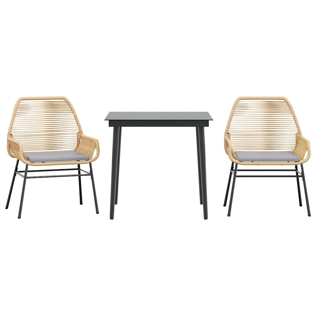 3-delige Tuinset met kussens poly rattan glas bruin is nu te koop bij PeponiXL, paradijselijk wonen!