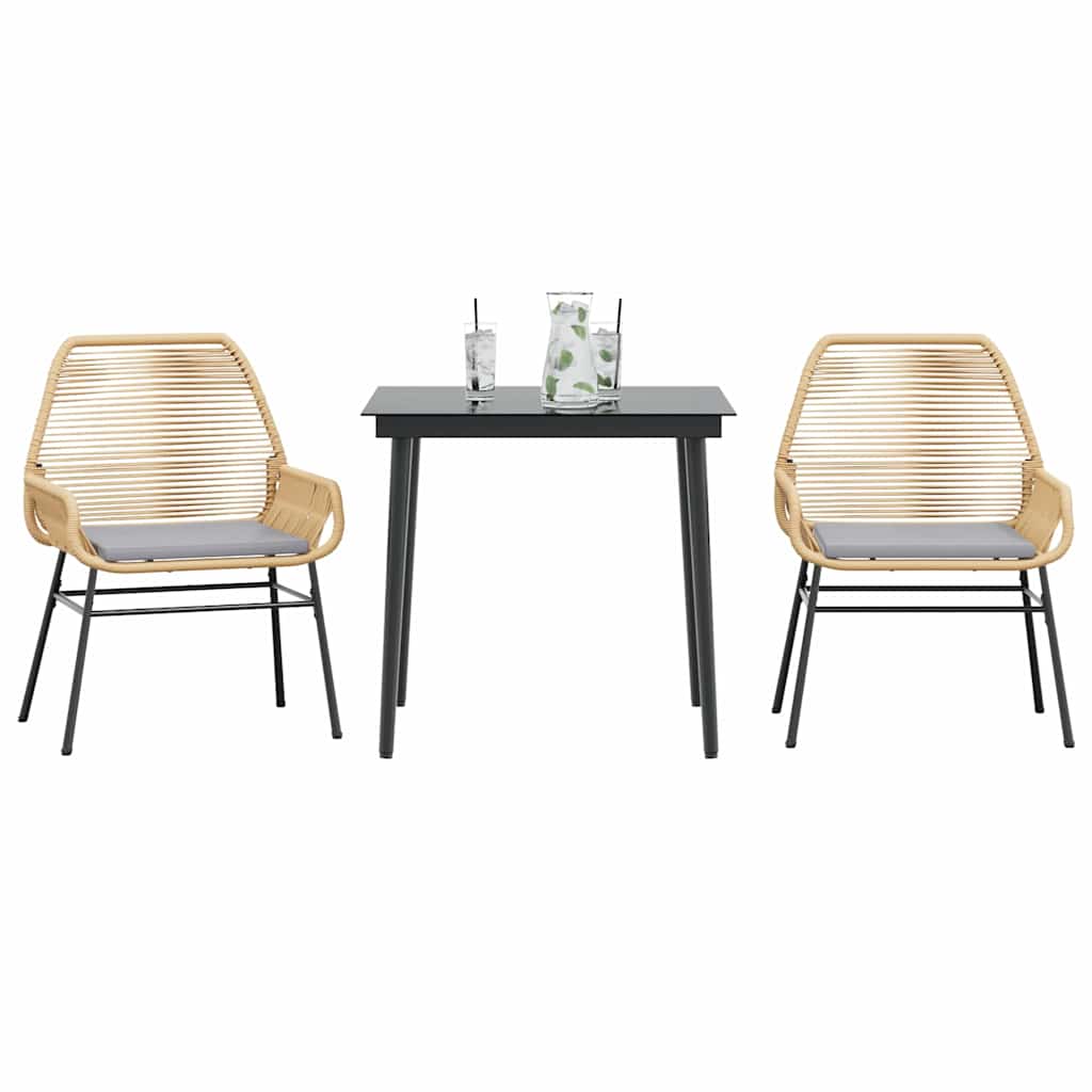 3-delige Tuinset met kussens poly rattan glas bruin is nu te koop bij PeponiXL, paradijselijk wonen!