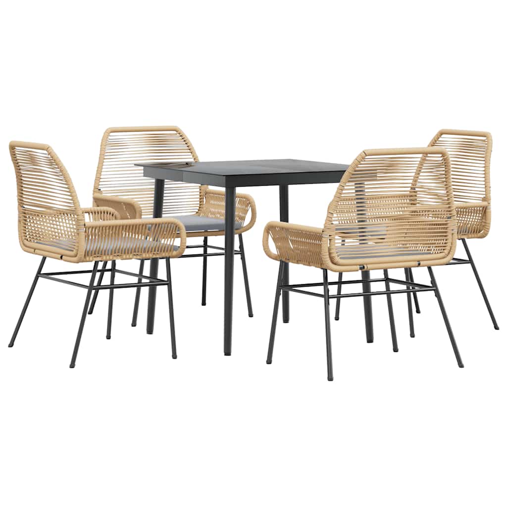 5-delige Tuinset met kussens poly rattan glas bruin is nu te koop bij PeponiXL, paradijselijk wonen!