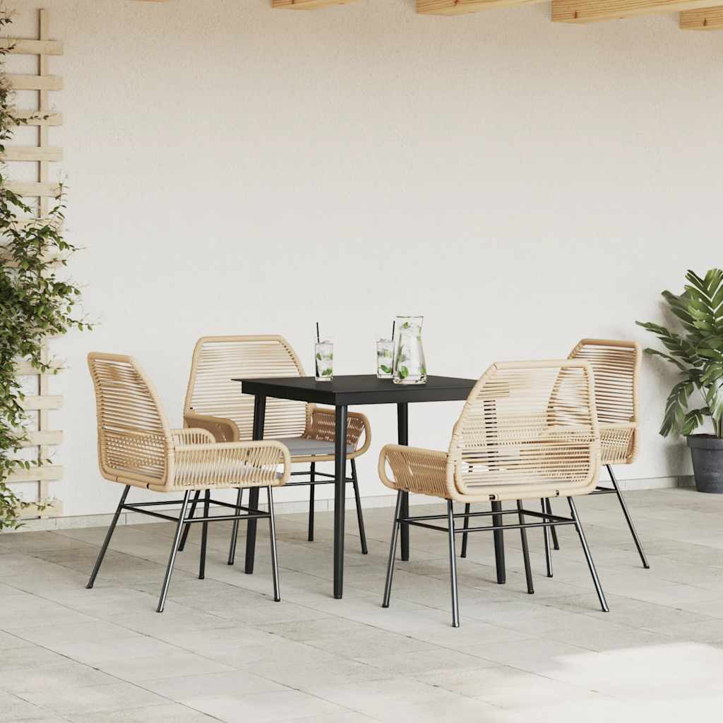 5-delige Tuinset met kussens poly rattan glas bruin is nu te koop bij PeponiXL, paradijselijk wonen!