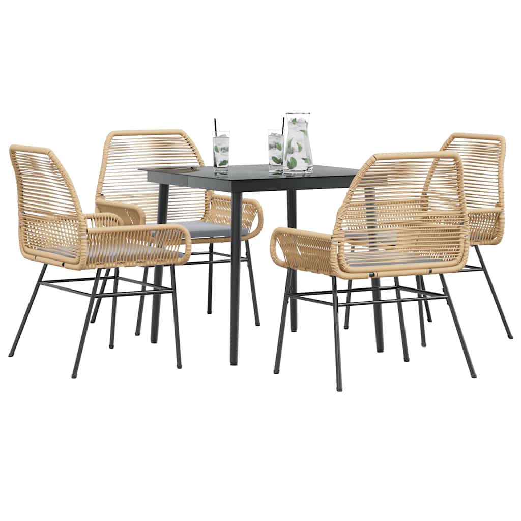 5-delige Tuinset met kussens poly rattan glas bruin is nu te koop bij PeponiXL, paradijselijk wonen!