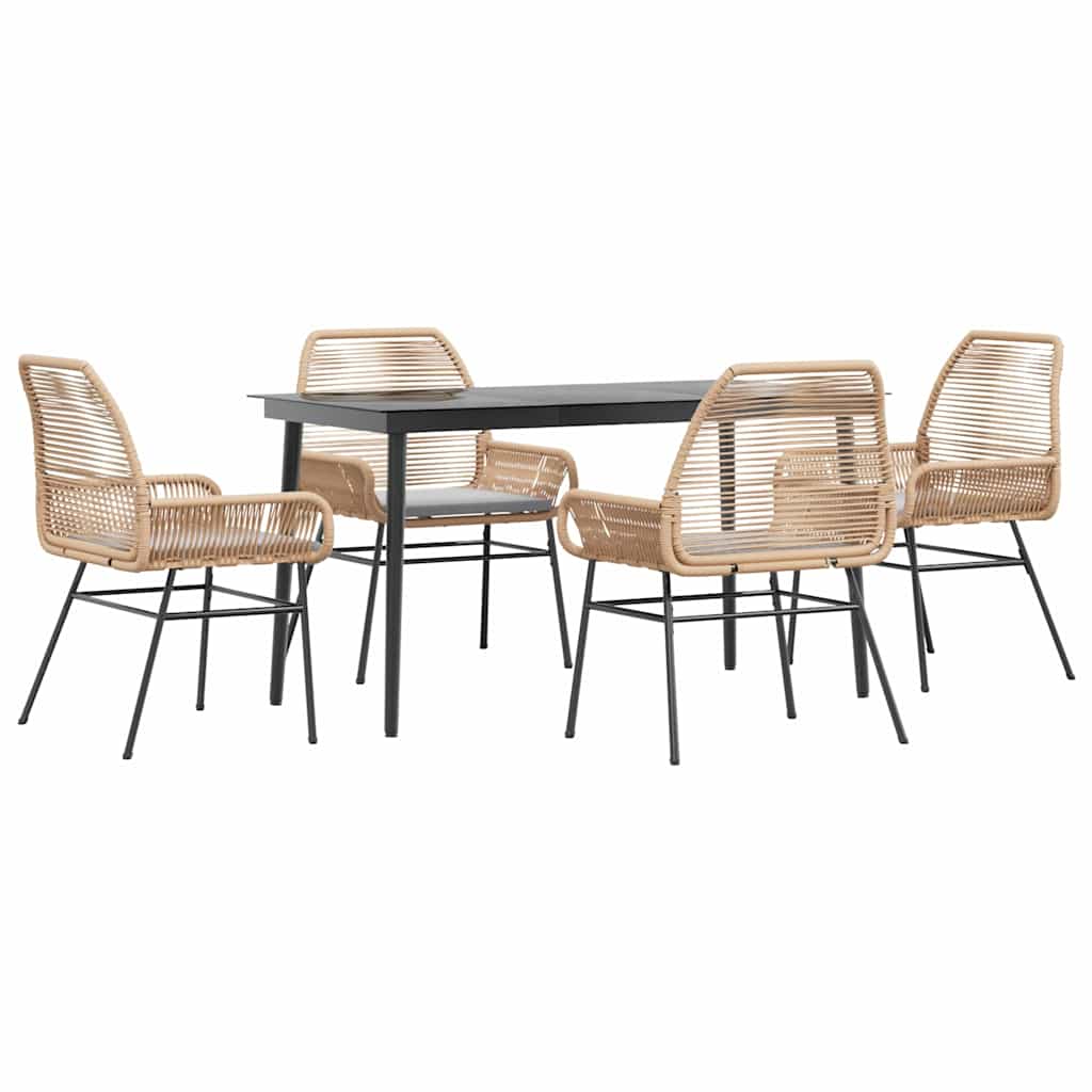 5-delige Tuinset met kussens poly rattan glas bruin is nu te koop bij PeponiXL, paradijselijk wonen!