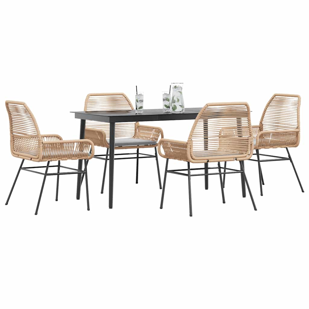 5-delige Tuinset met kussens poly rattan glas bruin is nu te koop bij PeponiXL, paradijselijk wonen!