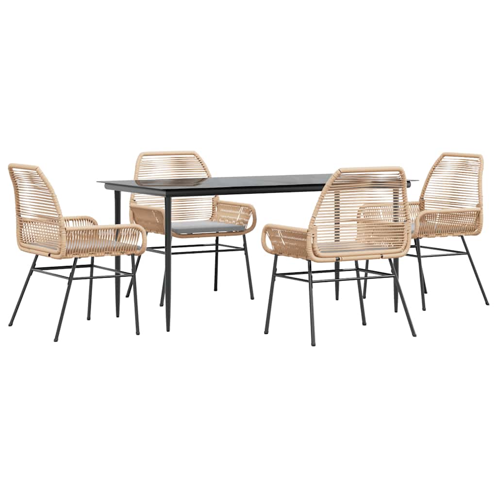 5-delige Tuinset met kussens poly rattan glas bruin is nu te koop bij PeponiXL, paradijselijk wonen!