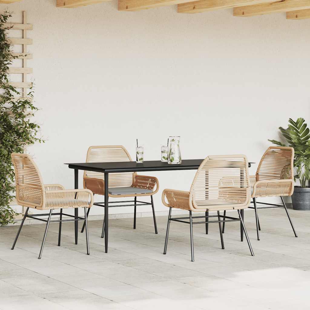 5-delige Tuinset met kussens poly rattan glas bruin is nu te koop bij PeponiXL, paradijselijk wonen!