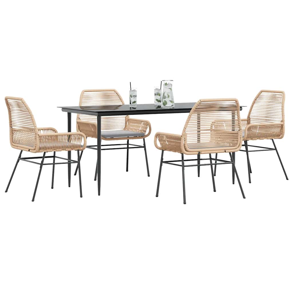 5-delige Tuinset met kussens poly rattan glas bruin is nu te koop bij PeponiXL, paradijselijk wonen!