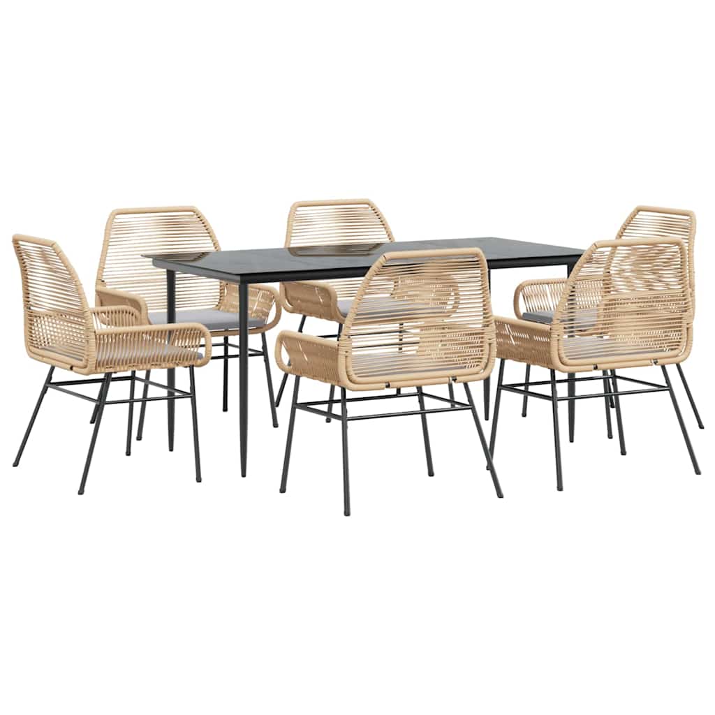 7-delige Tuinset met kussens poly rattan glas bruin is nu te koop bij PeponiXL, paradijselijk wonen!