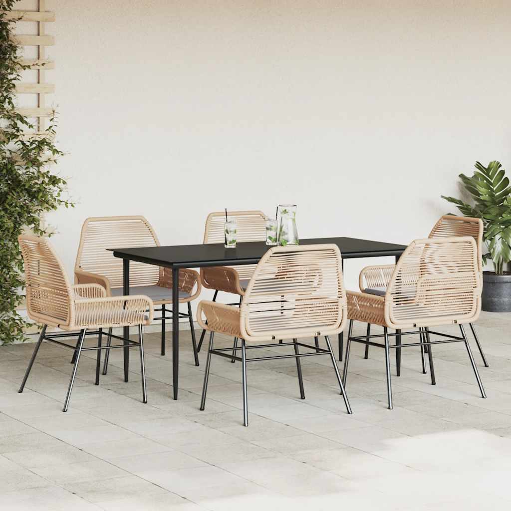 7-delige Tuinset met kussens poly rattan glas bruin is nu te koop bij PeponiXL, paradijselijk wonen!