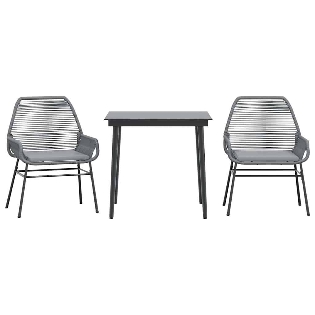 3-delige Tuinset met kussens poly rattan glas grijs is nu te koop bij PeponiXL, paradijselijk wonen!