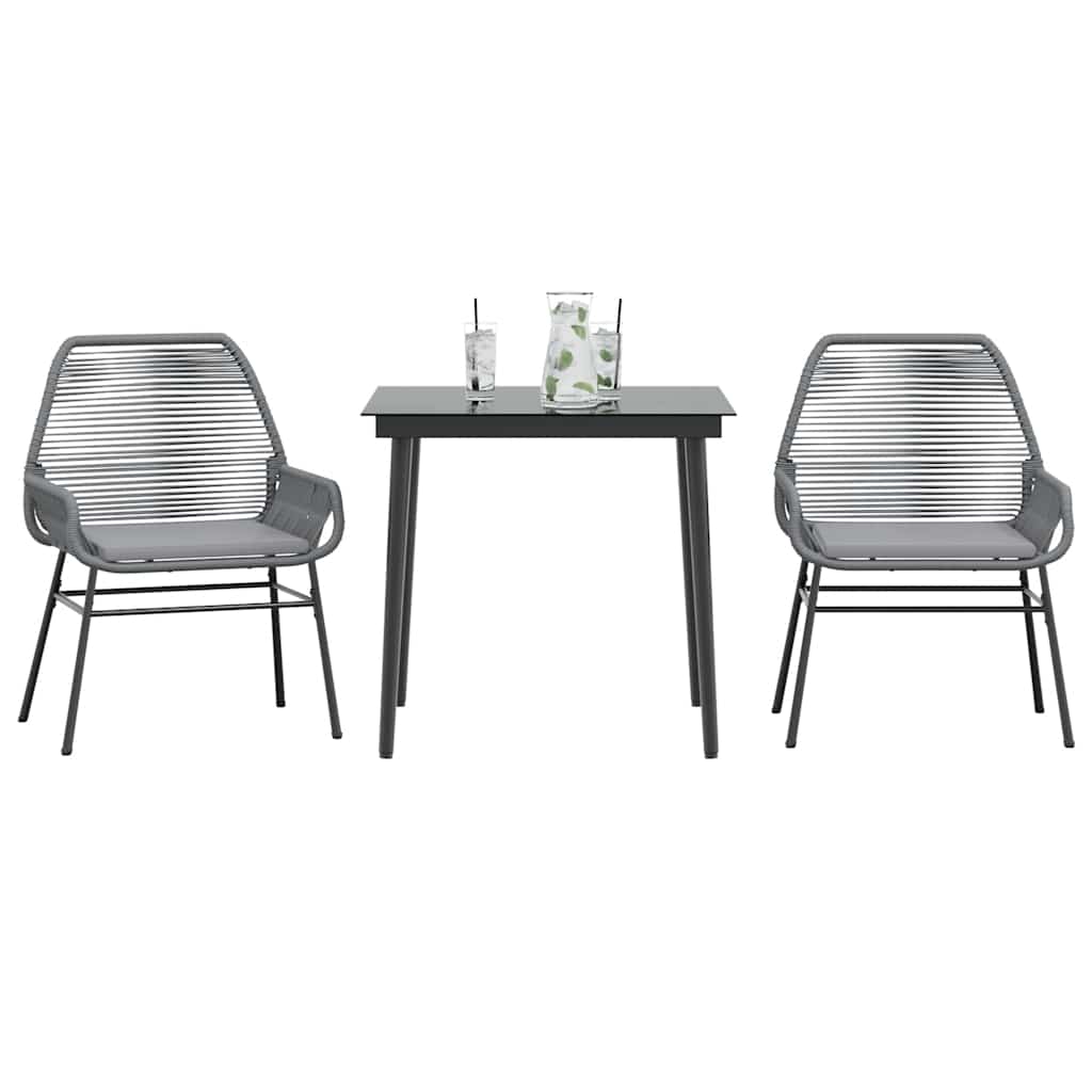 3-delige Tuinset met kussens poly rattan glas grijs is nu te koop bij PeponiXL, paradijselijk wonen!
