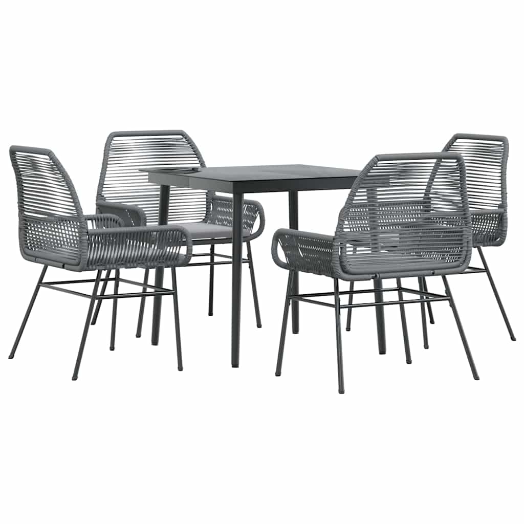 5-delige Tuinset met kussens poly rattan glas grijs is nu te koop bij PeponiXL, paradijselijk wonen!