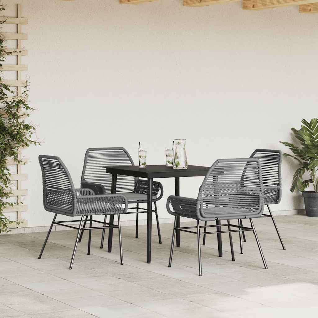 5-delige Tuinset met kussens poly rattan glas grijs is nu te koop bij PeponiXL, paradijselijk wonen!