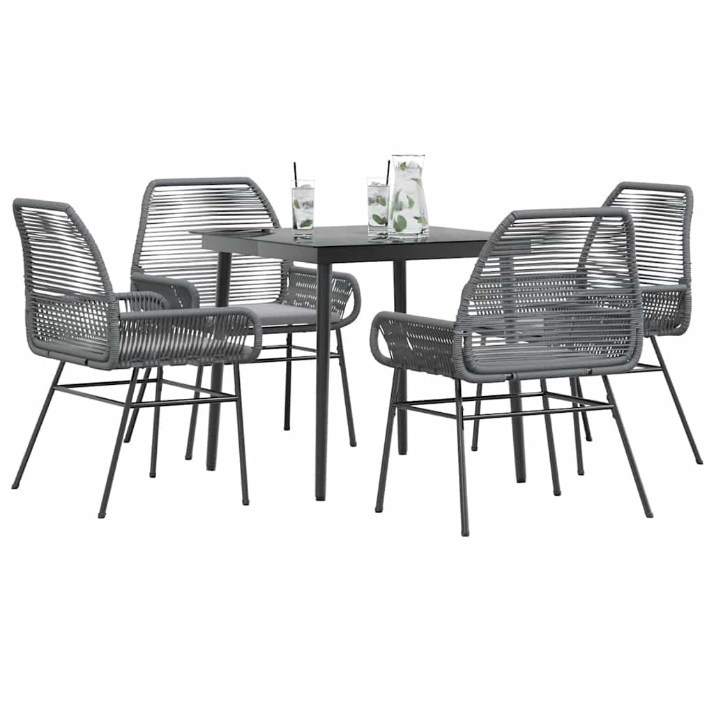 5-delige Tuinset met kussens poly rattan glas grijs is nu te koop bij PeponiXL, paradijselijk wonen!