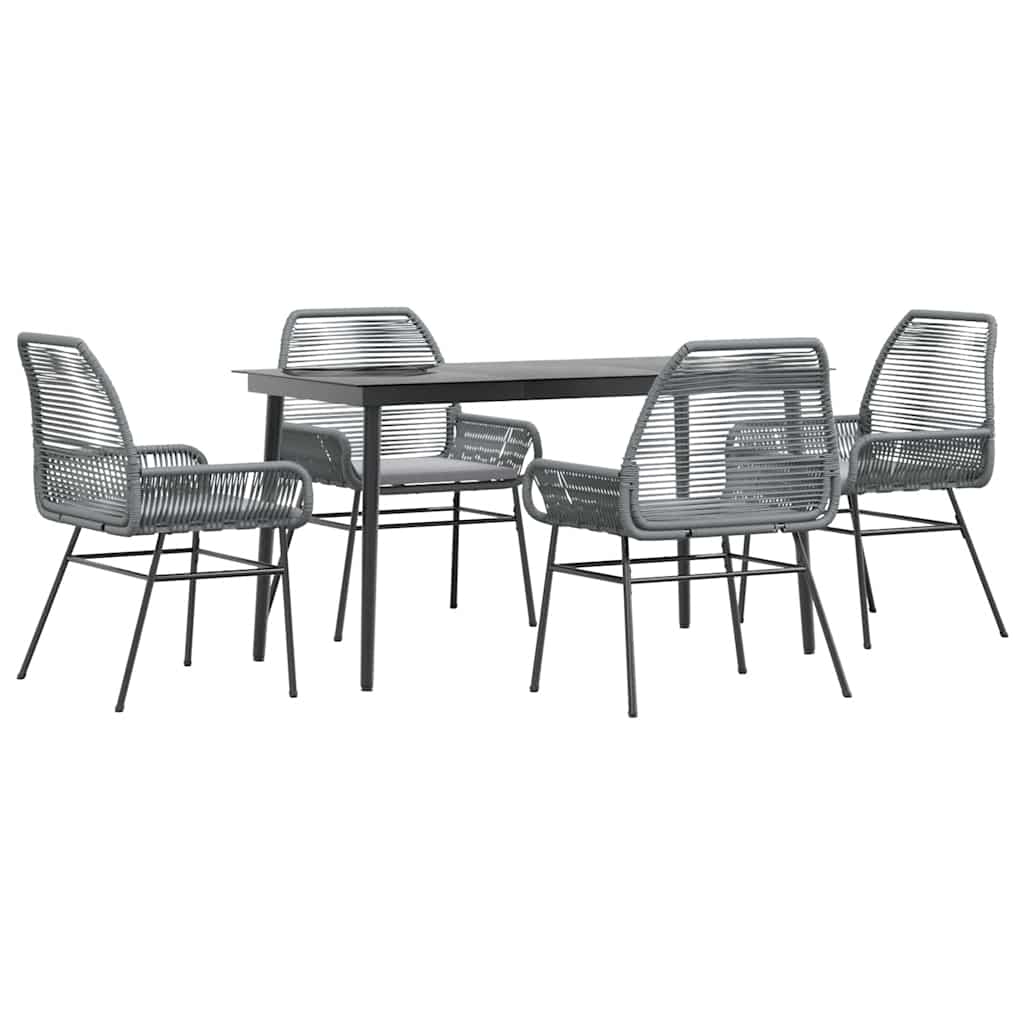 5-delige Tuinset met kussens poly rattan glas grijs is nu te koop bij PeponiXL, paradijselijk wonen!