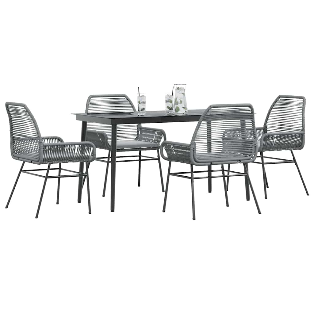 5-delige Tuinset met kussens poly rattan glas grijs is nu te koop bij PeponiXL, paradijselijk wonen!