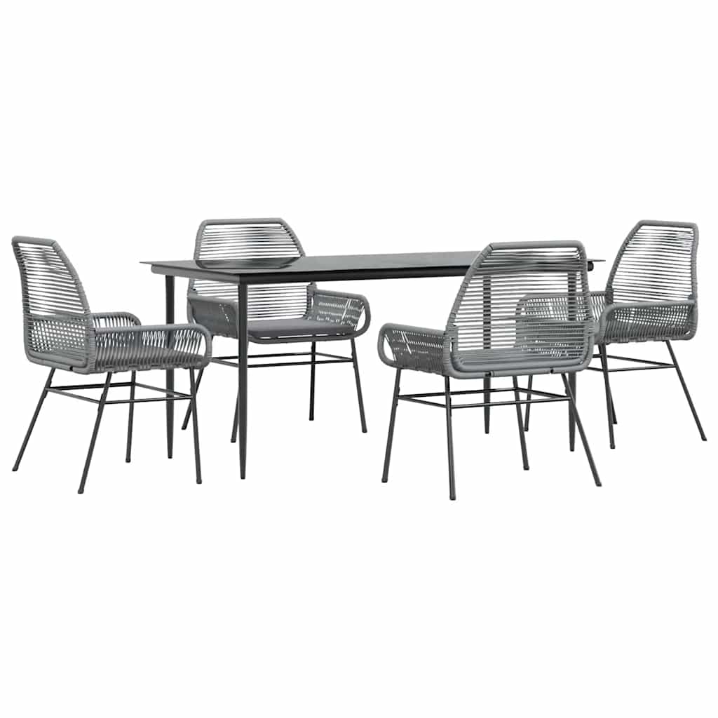5-delige Tuinset met kussens poly rattan glas grijs is nu te koop bij PeponiXL, paradijselijk wonen!