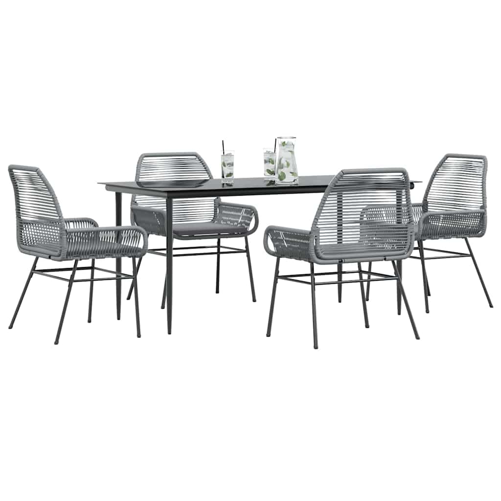 5-delige Tuinset met kussens poly rattan glas grijs is nu te koop bij PeponiXL, paradijselijk wonen!