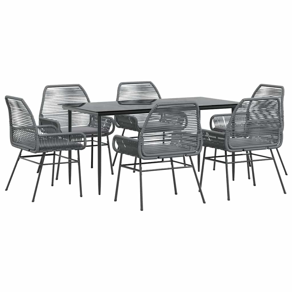 7-delige Tuinset met kussens poly rattan glas grijs is nu te koop bij PeponiXL, paradijselijk wonen!