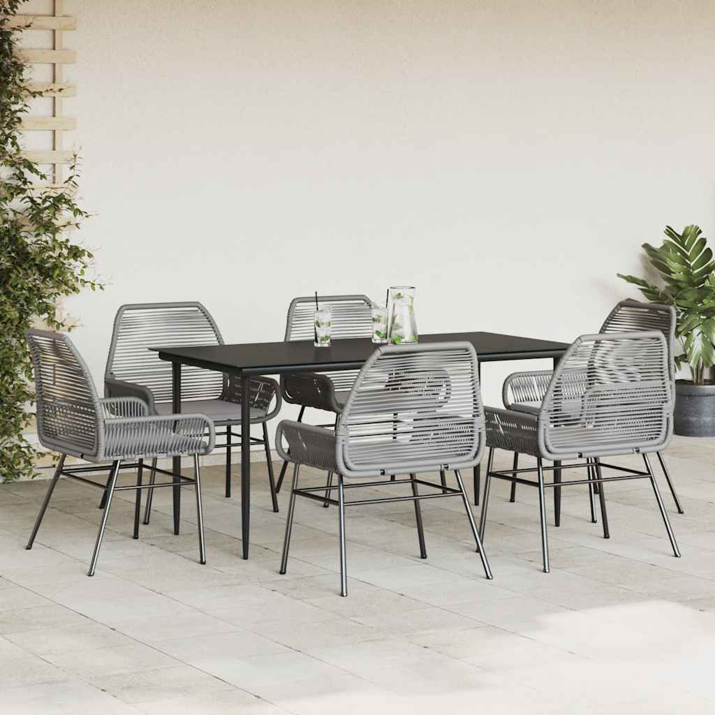 7-delige Tuinset met kussens poly rattan glas grijs is nu te koop bij PeponiXL, paradijselijk wonen!