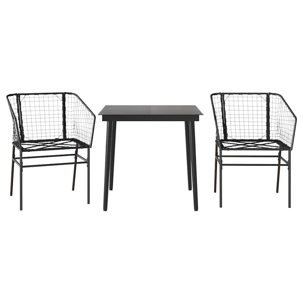 3-delige Tuinset poly rattan glas zwart is nu te koop bij PeponiXL, paradijselijk wonen!