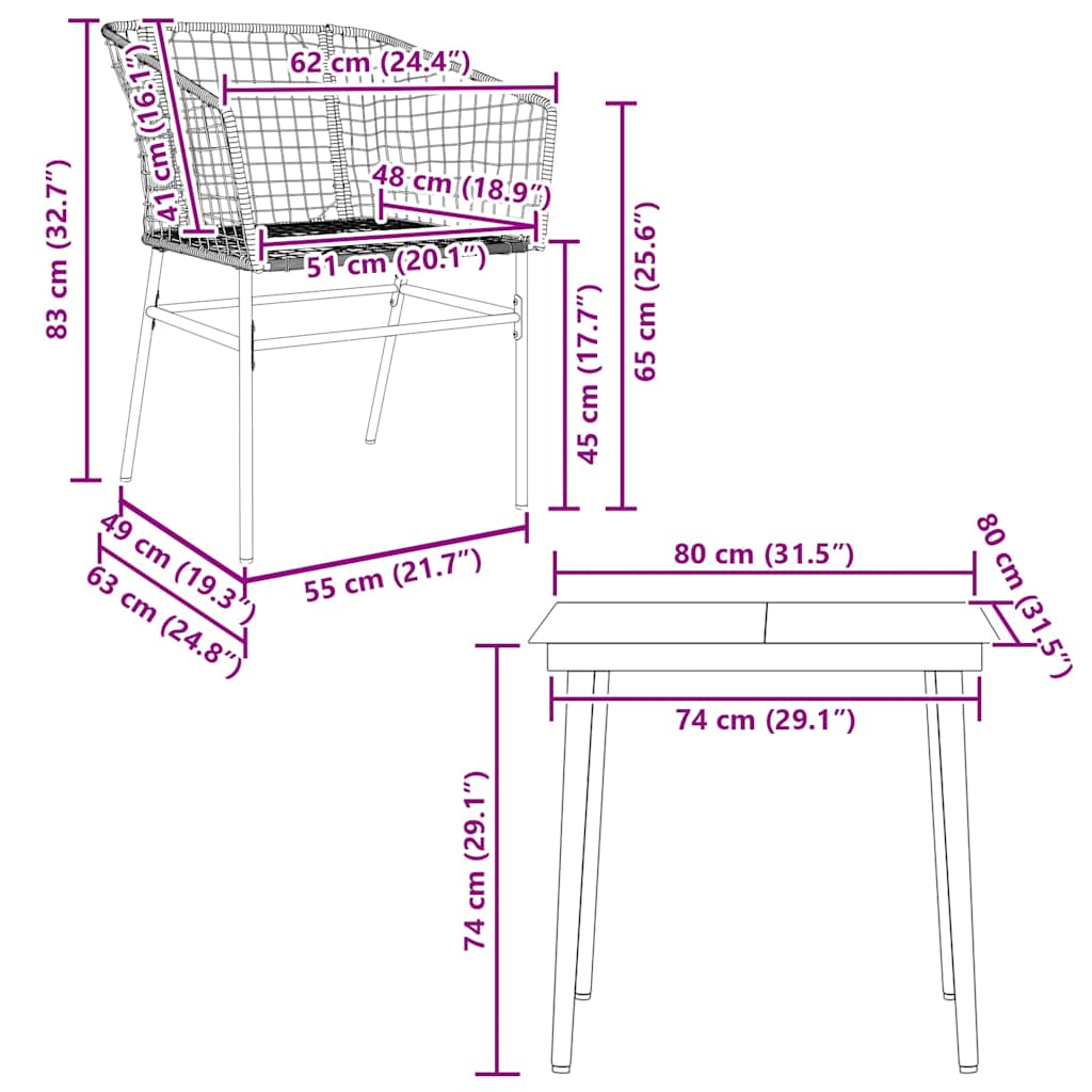 3-delige Tuinset poly rattan glas zwart is nu te koop bij PeponiXL, paradijselijk wonen!
