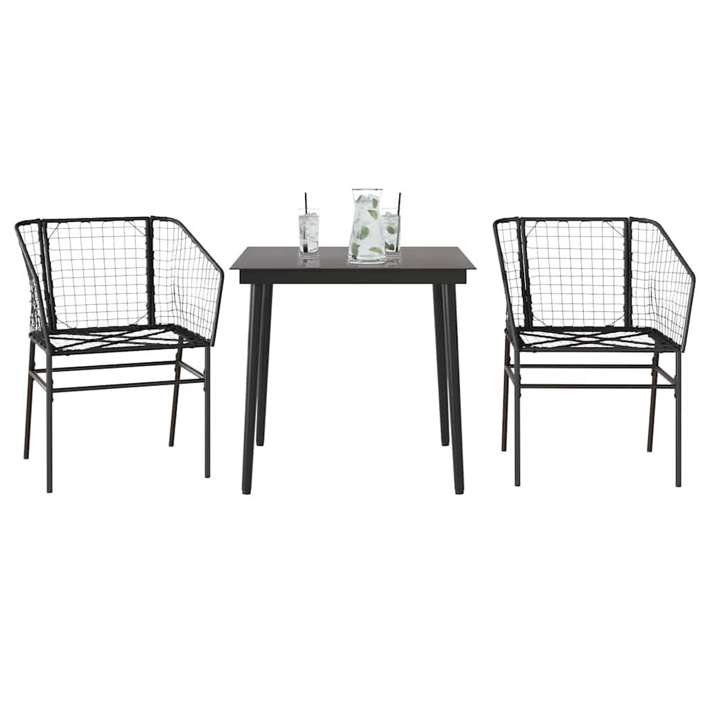 3-delige Tuinset poly rattan glas zwart is nu te koop bij PeponiXL, paradijselijk wonen!