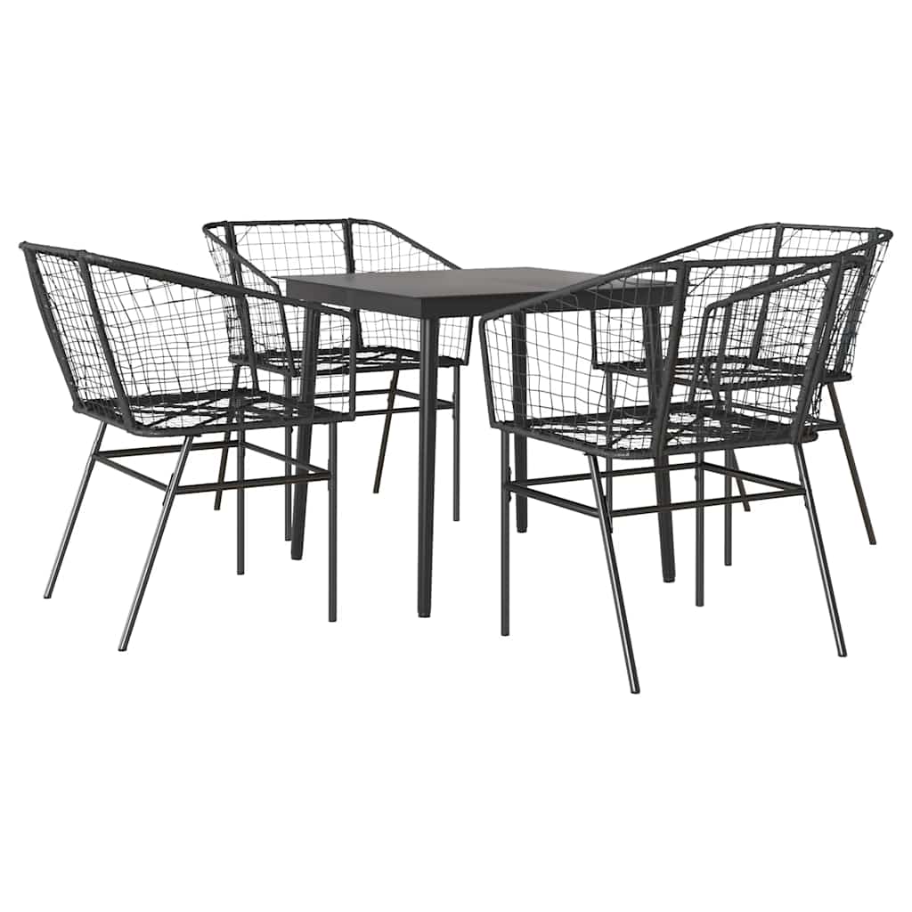 5-delige Tuinset poly rattan glas zwart is nu te koop bij PeponiXL, paradijselijk wonen!