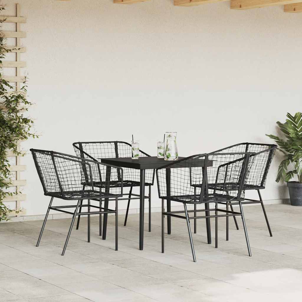 5-delige Tuinset poly rattan glas zwart is nu te koop bij PeponiXL, paradijselijk wonen!