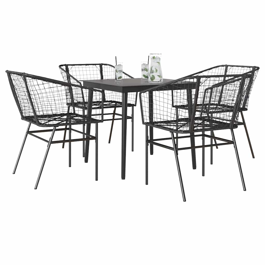 5-delige Tuinset poly rattan glas zwart is nu te koop bij PeponiXL, paradijselijk wonen!