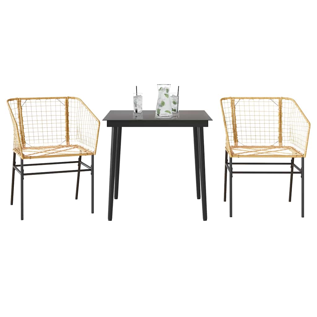 3-delige Tuinset poly rattan glas bruin is nu te koop bij PeponiXL, paradijselijk wonen!