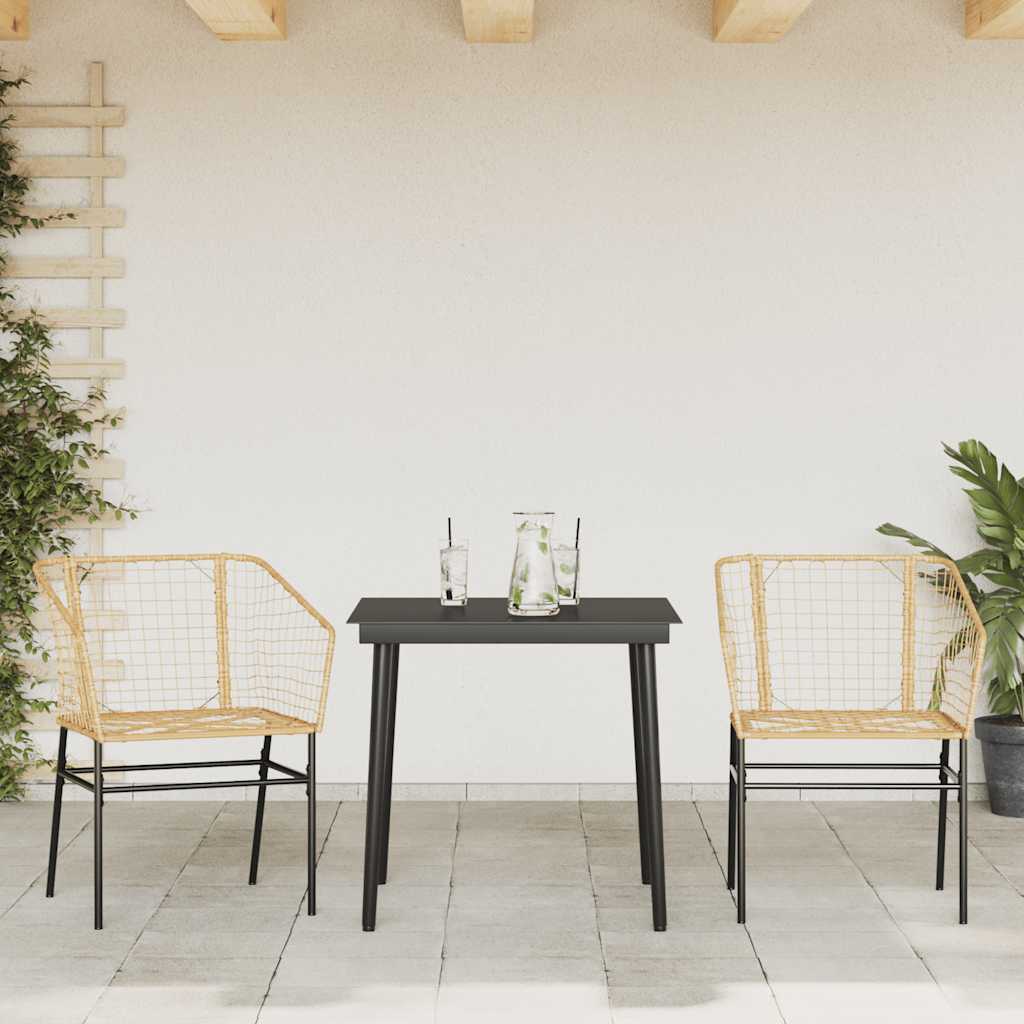 3-delige Tuinset poly rattan glas bruin is nu te koop bij PeponiXL, paradijselijk wonen!
