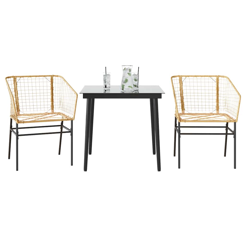 3-delige Tuinset poly rattan glas bruin is nu te koop bij PeponiXL, paradijselijk wonen!
